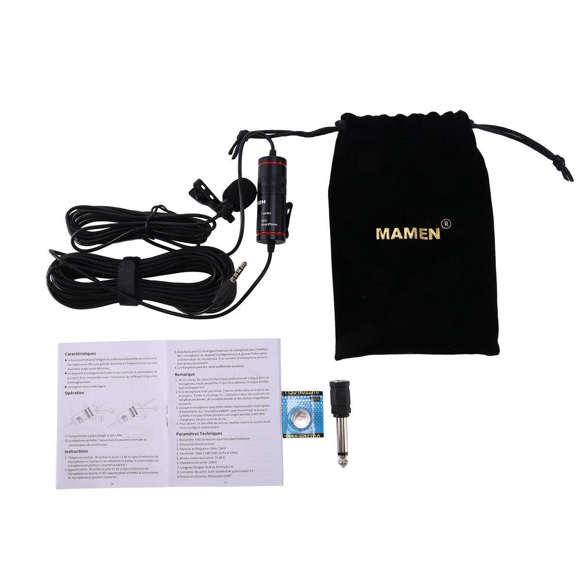 Mamen 3.5mm Audio Video Record Lavalier Clip Microphone for iPhone Android Mac Vlog Mic for DSLR Camera Camcorder Recorder