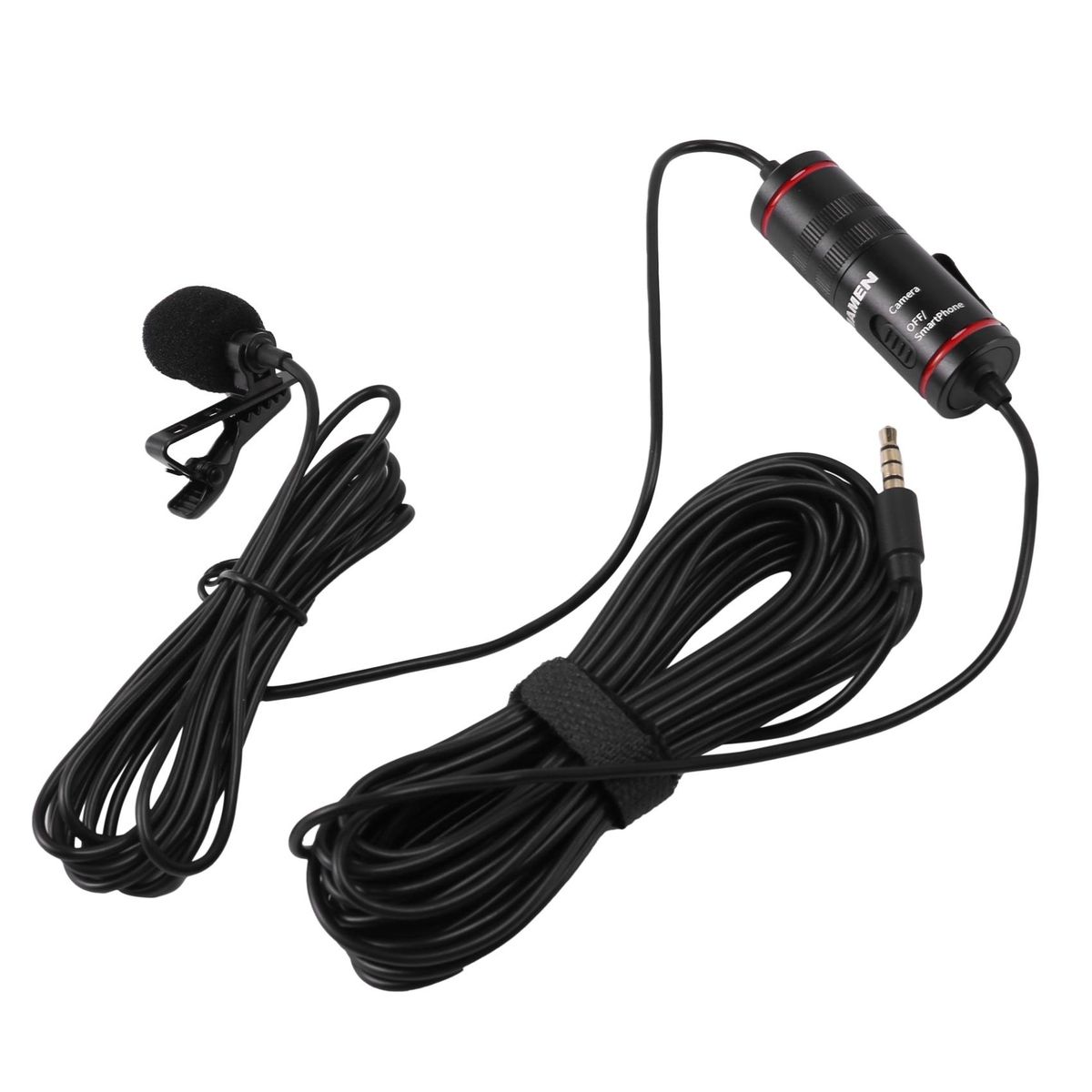 Mamen 3.5mm Audio Video Record Lavalier Clip Microphone for iPhone Android Mac Vlog Mic for DSLR Camera Camcorder Recorder