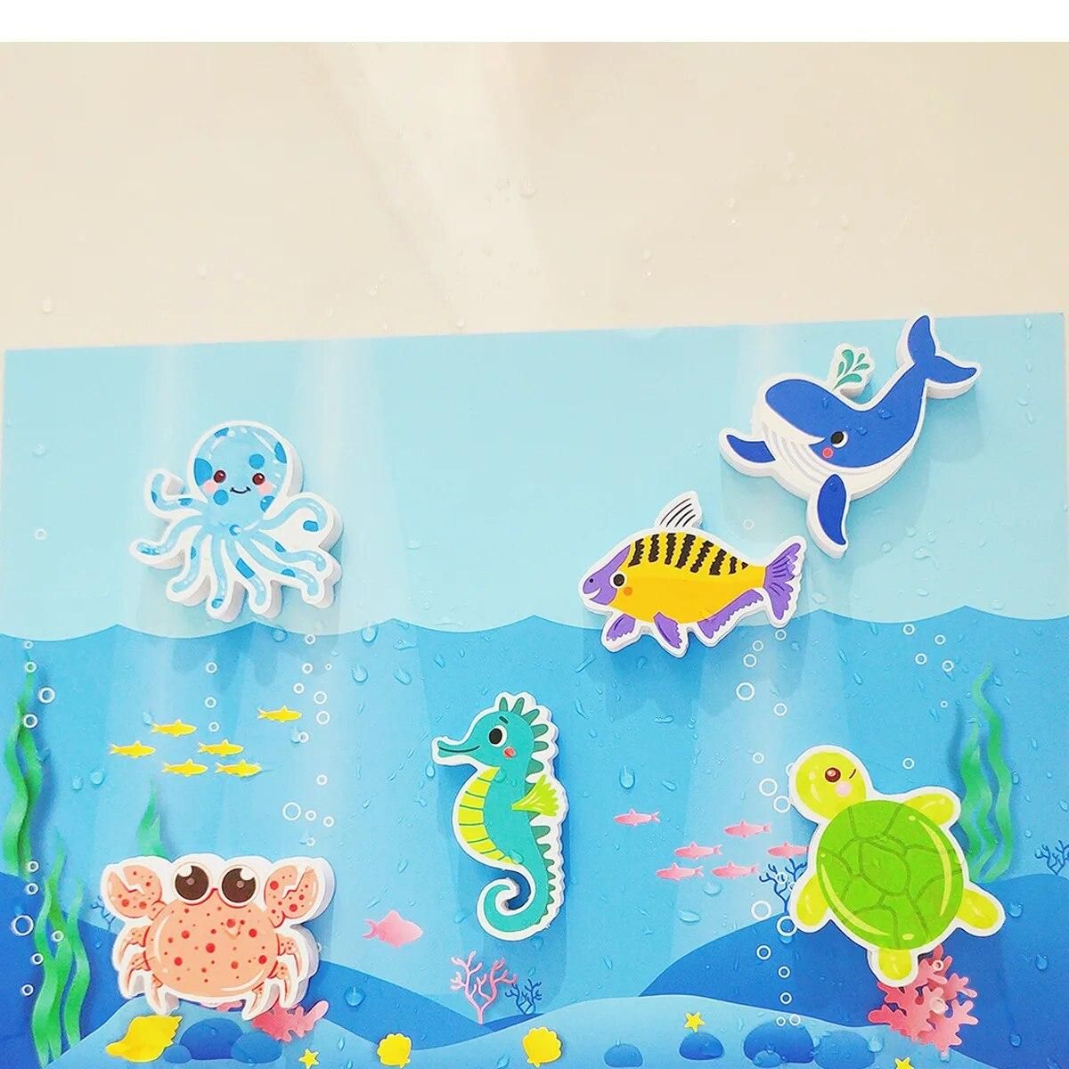 Summer Baby Bath Toys Alphanumeric Letter Animal Puzzle Soft EVA Kids Bathroom Water Toys Baby Toys for 0 12Months Toddler Toys