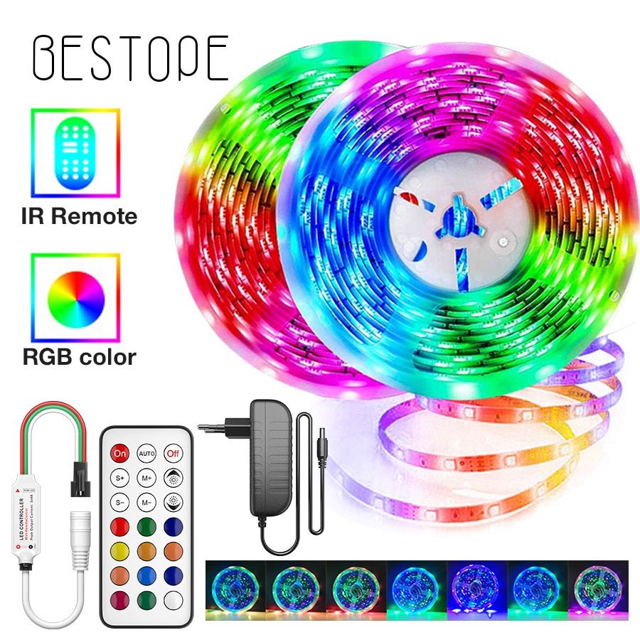 LED Strip Lights RGB Individually Addressable Smart WS2811 SMD Flexible Ribbon RGB LED Light Tape Diode Dream Color DC 12V-5050-NON -18M Full Set-
