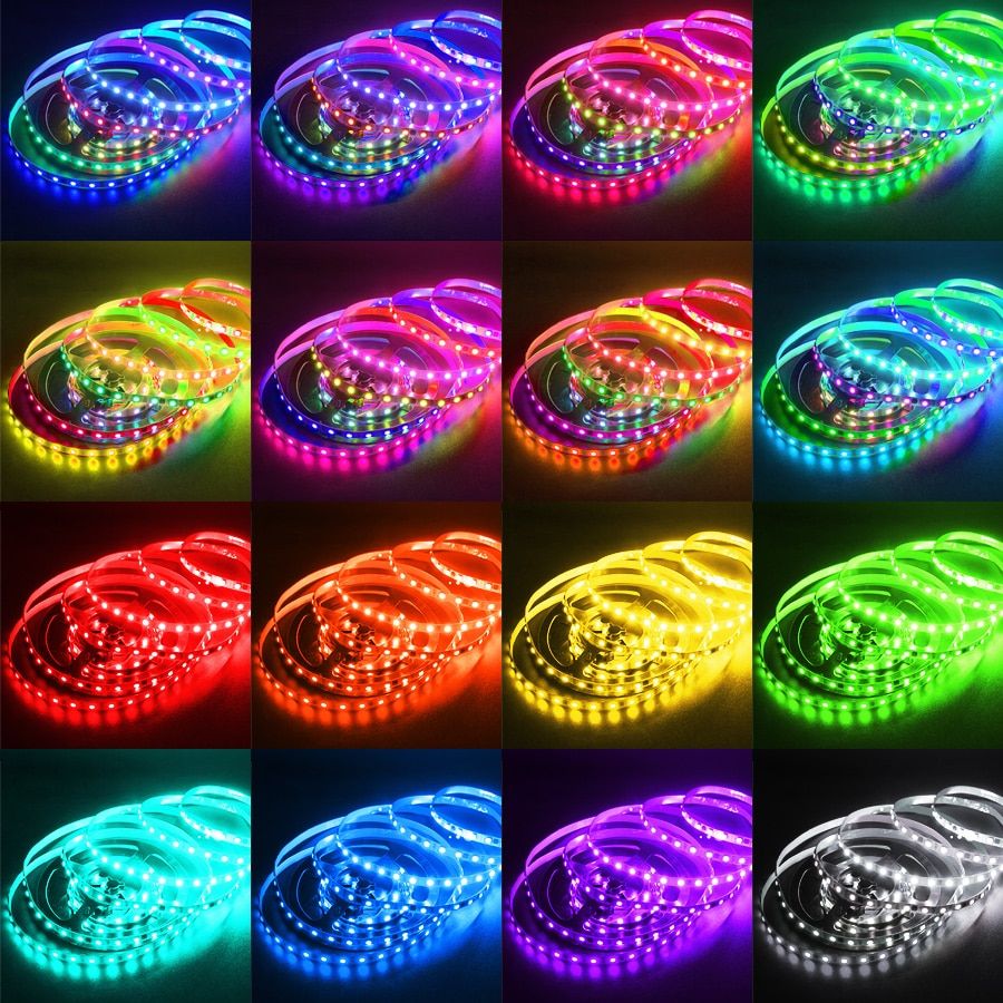 LED Strip Lights RGB Individually Addressable Smart WS2811 SMD Flexible Ribbon RGB LED Light Tape Diode Dream Color DC 12V-5050-NON -18M Full Set-