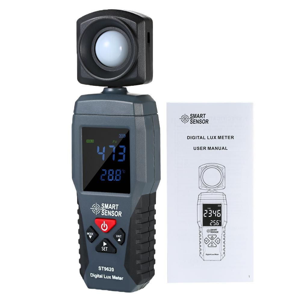 SMART SENSOR Digital Lux Meter LCD Display Handheld Illuminometer Luminometer Photometer Luxmeter Light Meter 1-200000 Lux ST9620