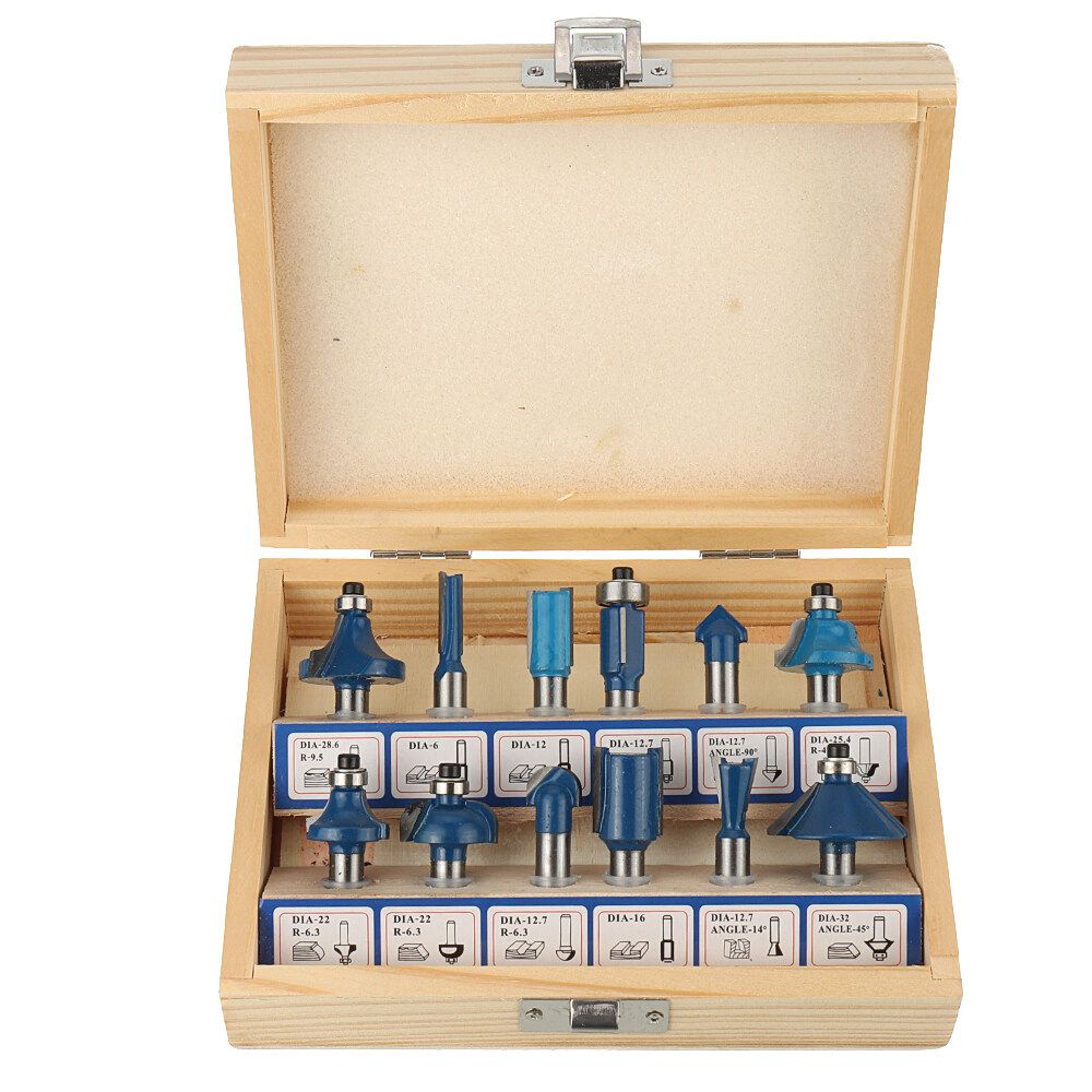 12Pcs/Set 8mm Shank Bit Woodworking Trimming Milling