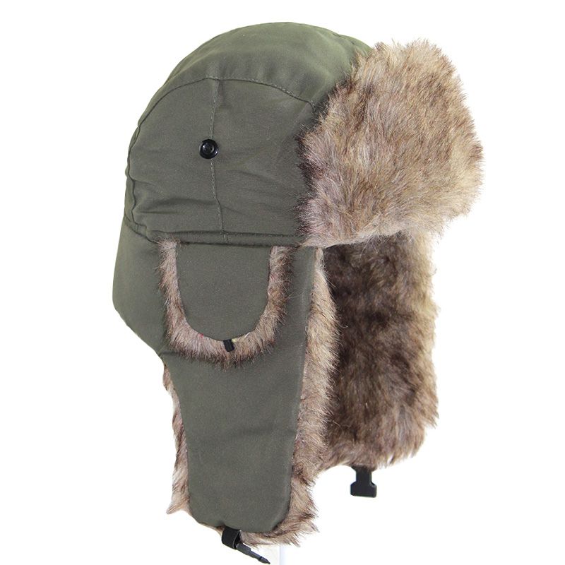 UniMen Women Russian Hat  Er Warm Trooper Ear Flaps Winter Ski Hat Solid Fluffy Faux Fur Cap Headwear Bonnet- Green