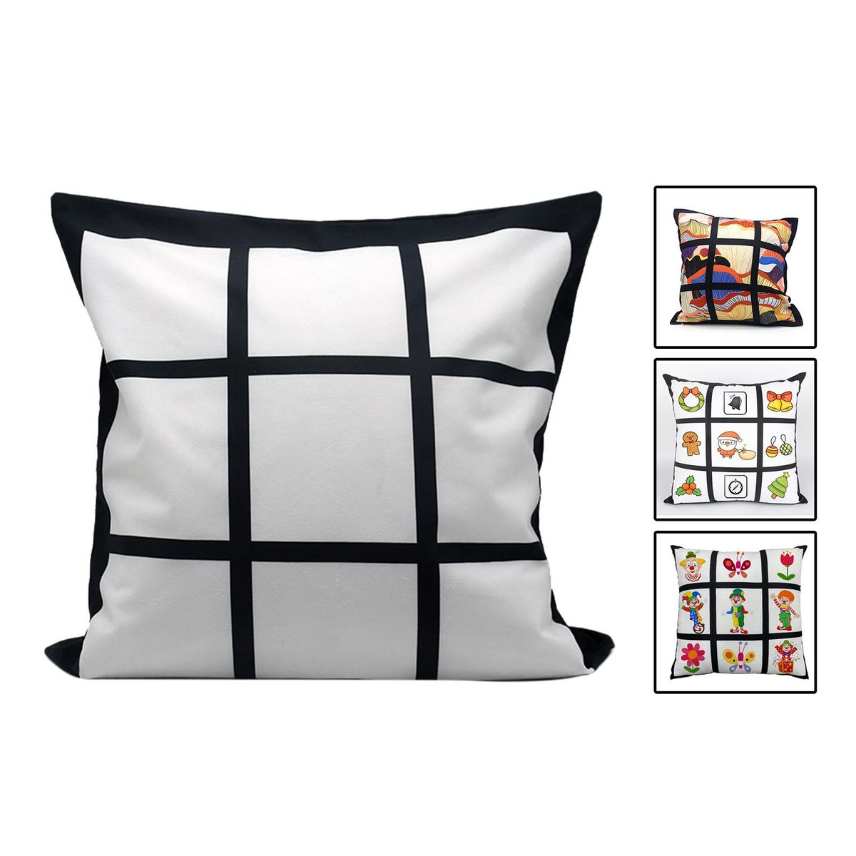 Sublimation Blank Panel Pillow Case 15.7x15.7inch  Decoration 9 Grids