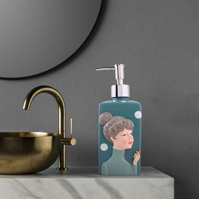 Bathroom Countertop Dispenser Pump Bottle Bright Blue 480ml