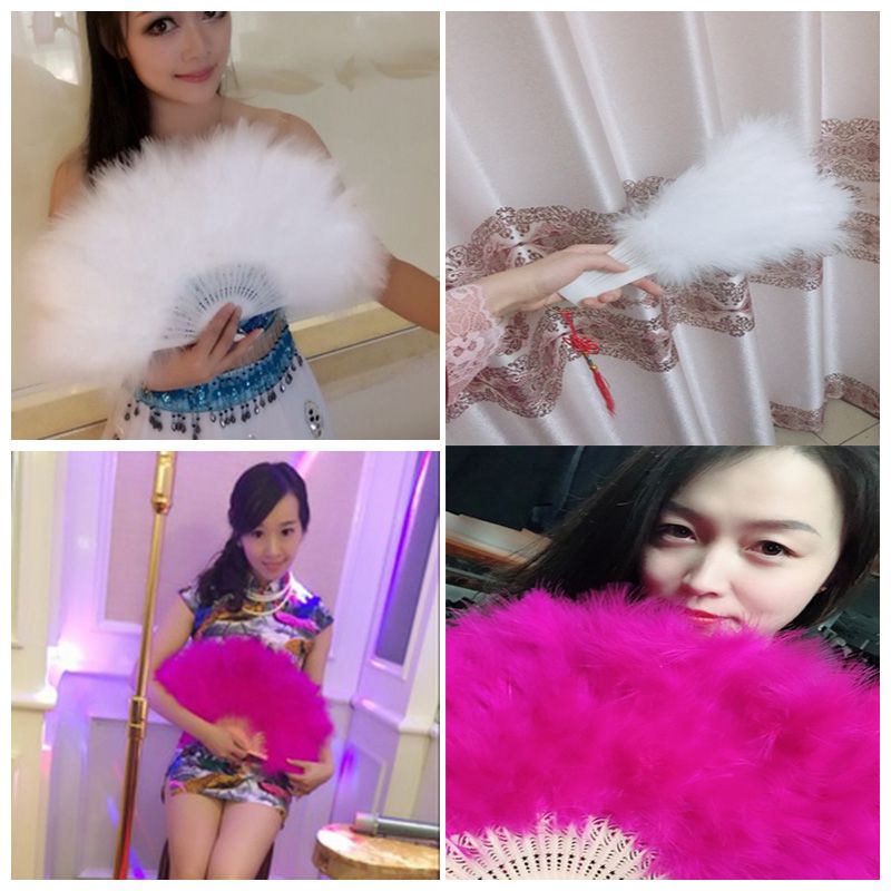 Colorful Cassical Abanico Party Eventail Fans Boda Wedding Abanicos Fan Feather Mariage Portable Catwalk Fluff Hand Fan Para