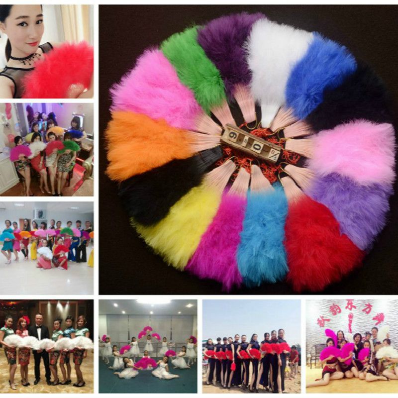 Colorful Cassical Abanico Party Eventail Fans Boda Wedding Abanicos Fan Feather Mariage Portable Catwalk Fluff Hand Fan Para