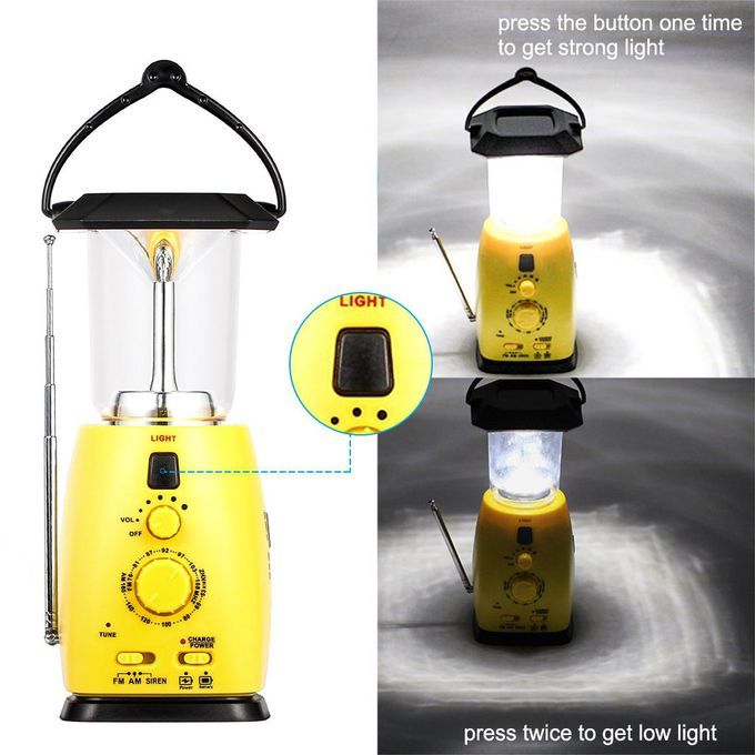 Solar Hand Crank AM FM NOAA Weather Radio 8 LED Lights Phone Charger