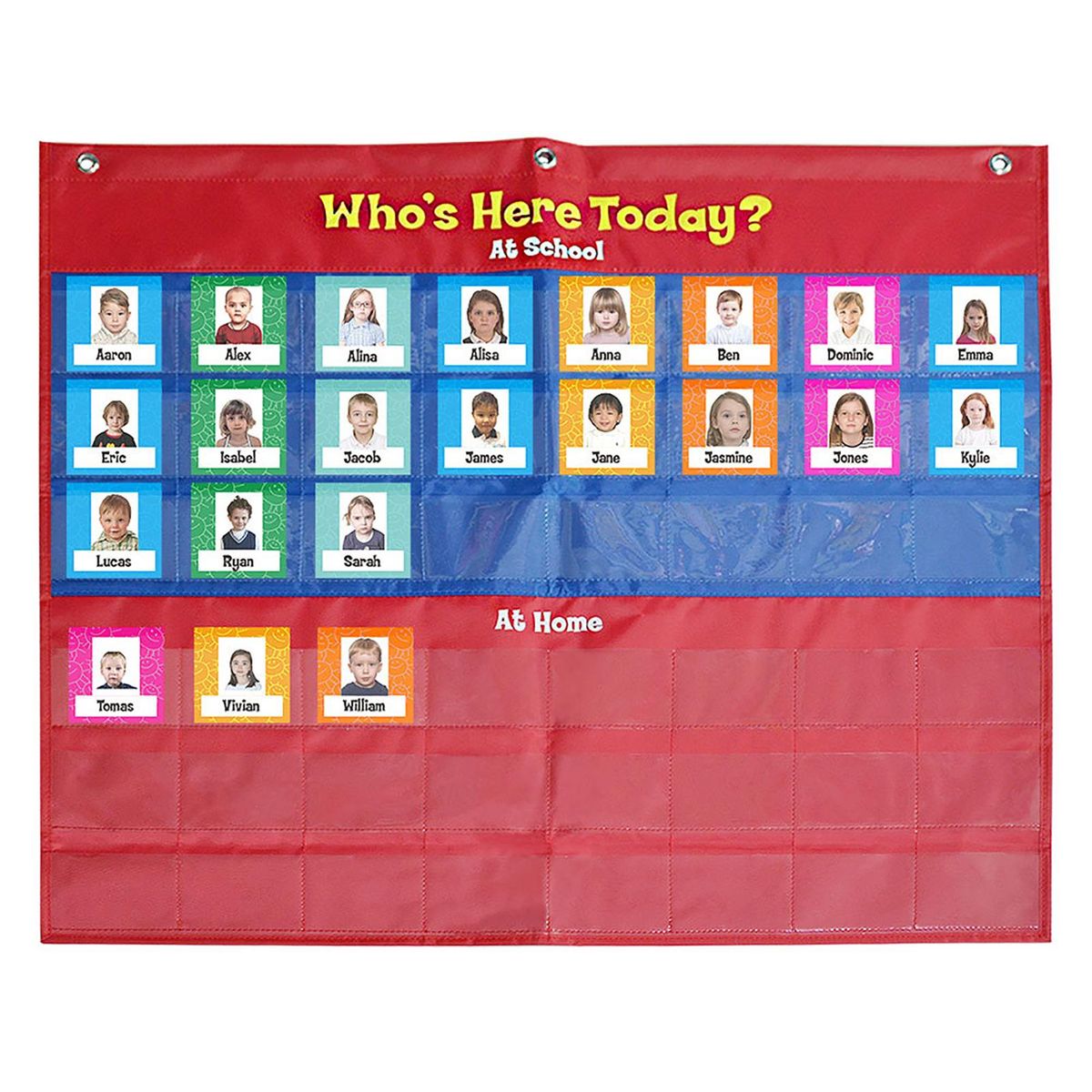 School Classroom Attendance Pocket Chart with 72 Color Cards Teacher Accessories for Classroom Management