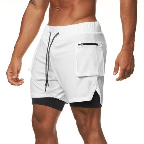 Running Shorts Men 2 In 1 Gym Sport Shorts Man Workout Basketball Sportswear Jogging Sports Short Pants Male(#Green)