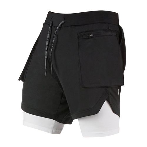 Running Shorts Men 2 In 1 Gym Sport Shorts Man Workout Basketball Sportswear Jogging Sports Short Pants Male(#Green)
