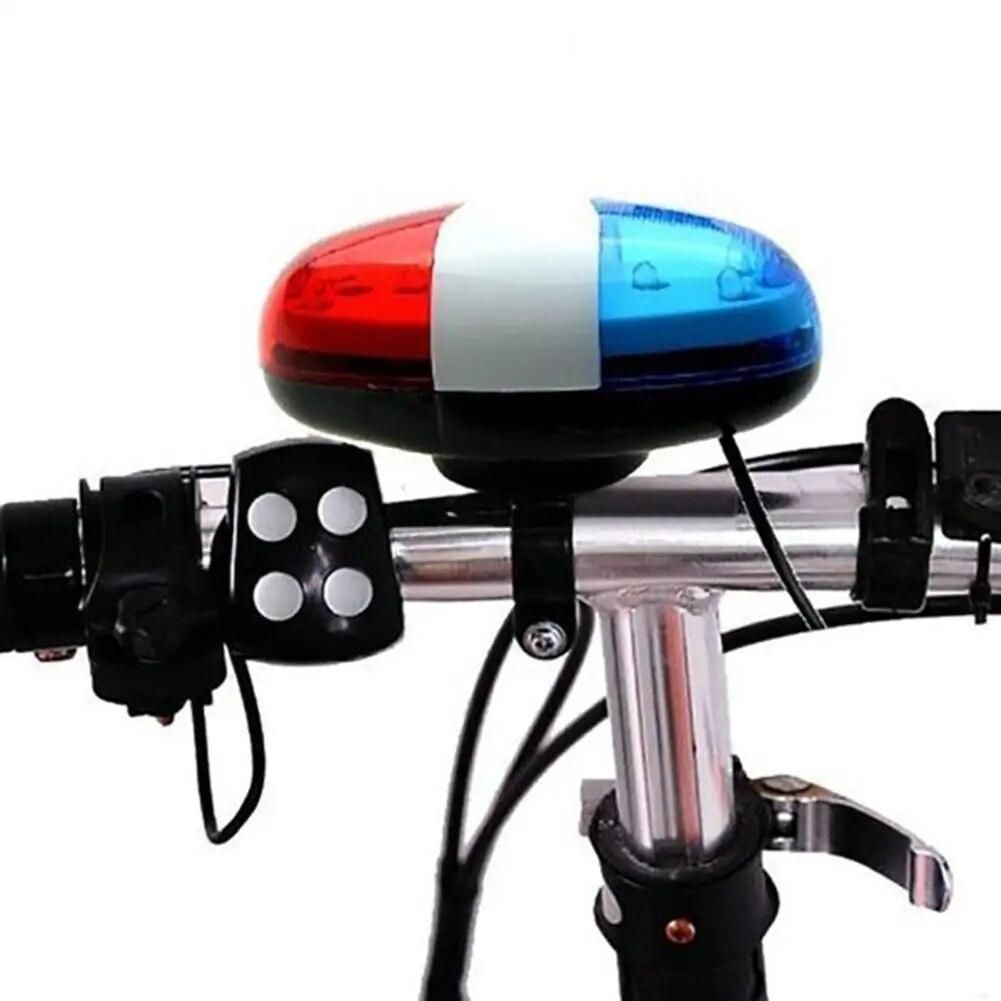 Bicycle Bell 6LED 4 Tone Bicycle Horn Bike Call LED Bike Police Light Electronic Siren Kids Accessories for Bike Scooter