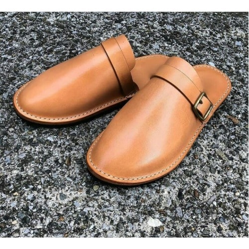 Realwon Classic Brown Leather Male Mule
