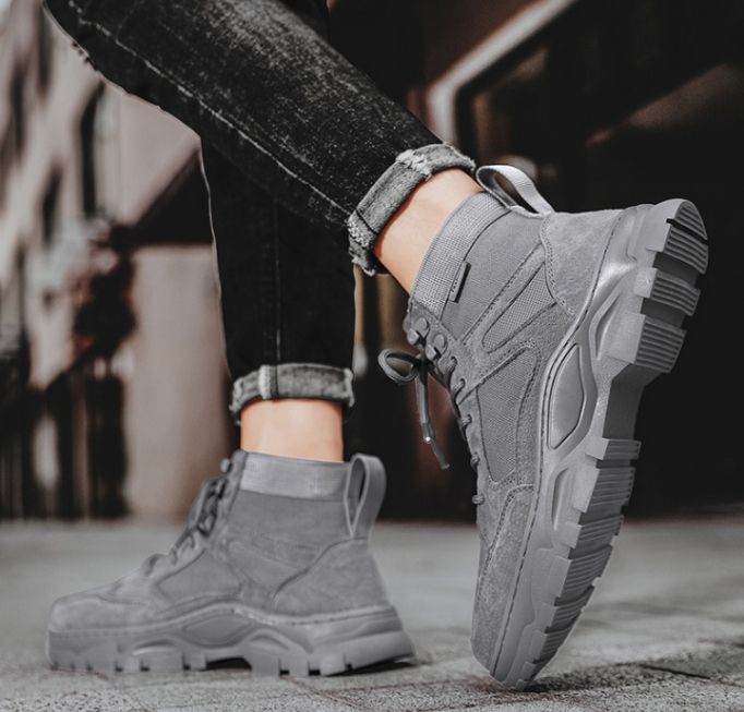 C&J Men High Top Sneakers In Gray