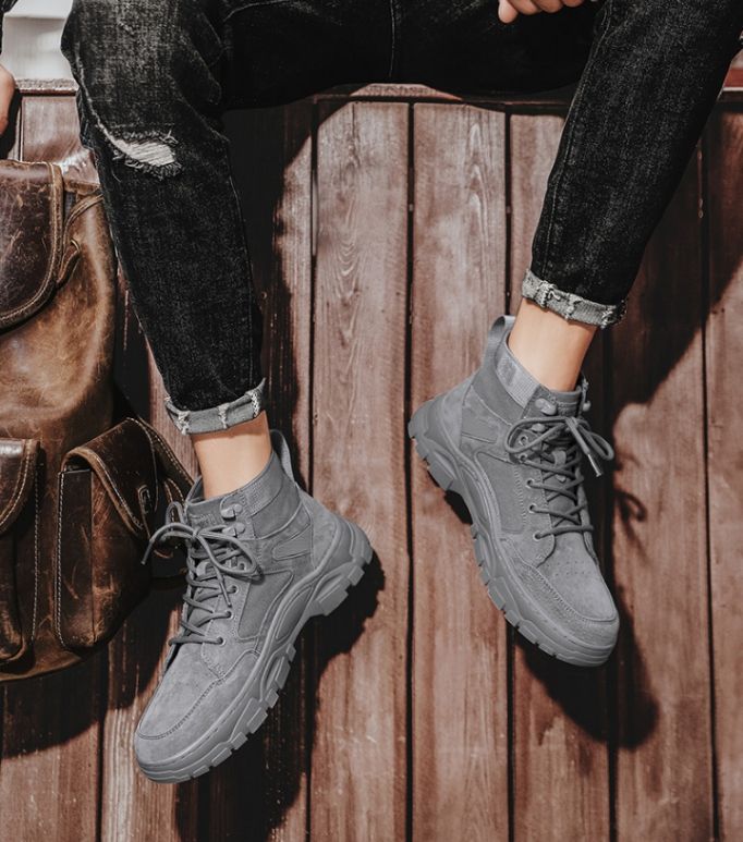 C&J Men High Top Sneakers In Gray
