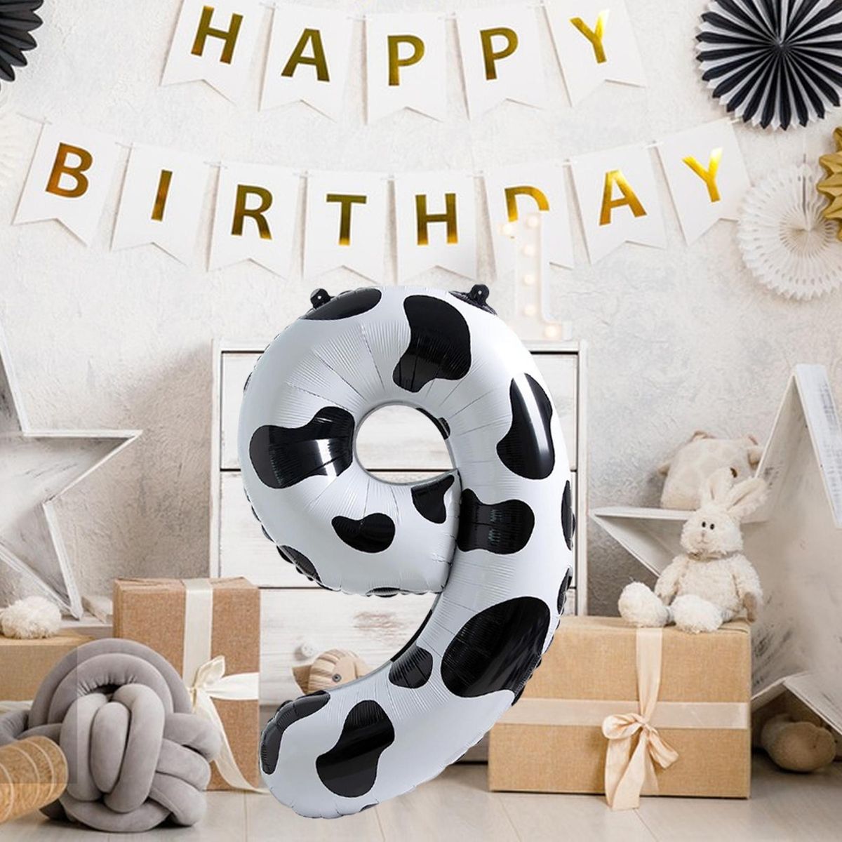 Quick to Use Digital Balloon Whimsical Cow Number Balloon Fun Foldable