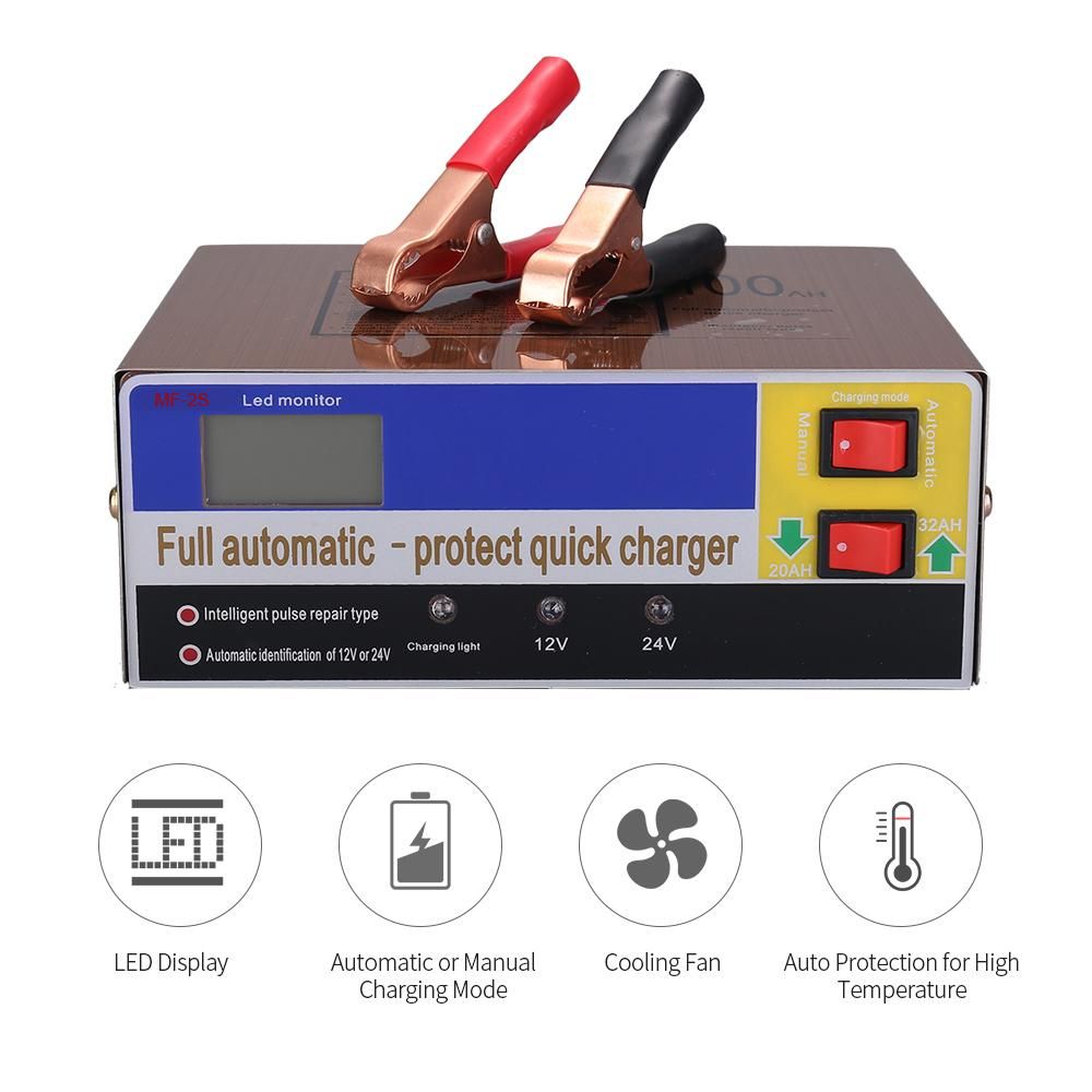 12V/24V Intelligent Automatic LED Charger Pulse Repair Type Maintainer for Lead Acid Battery and Lithium Battery 140W AC110V
