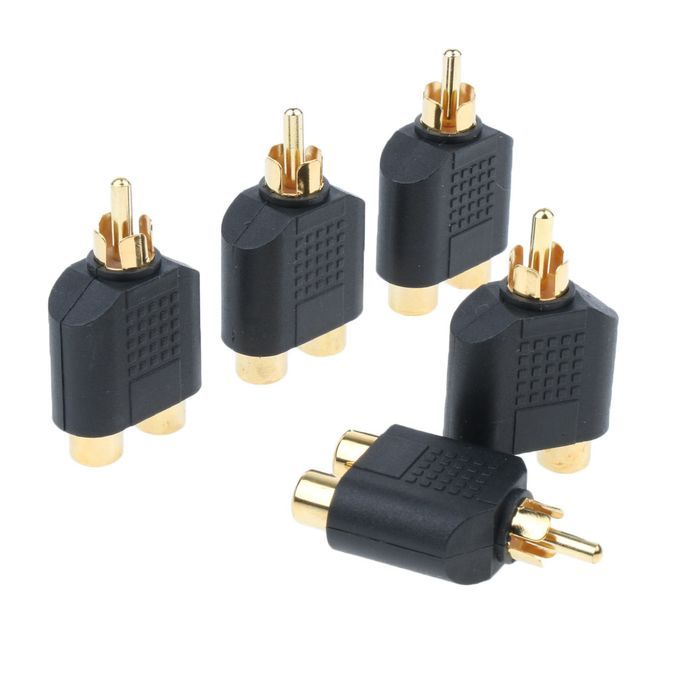 5 Pcs RCA 2x Female Jack To RCA 1x Male Headphone AV Adapter Converter