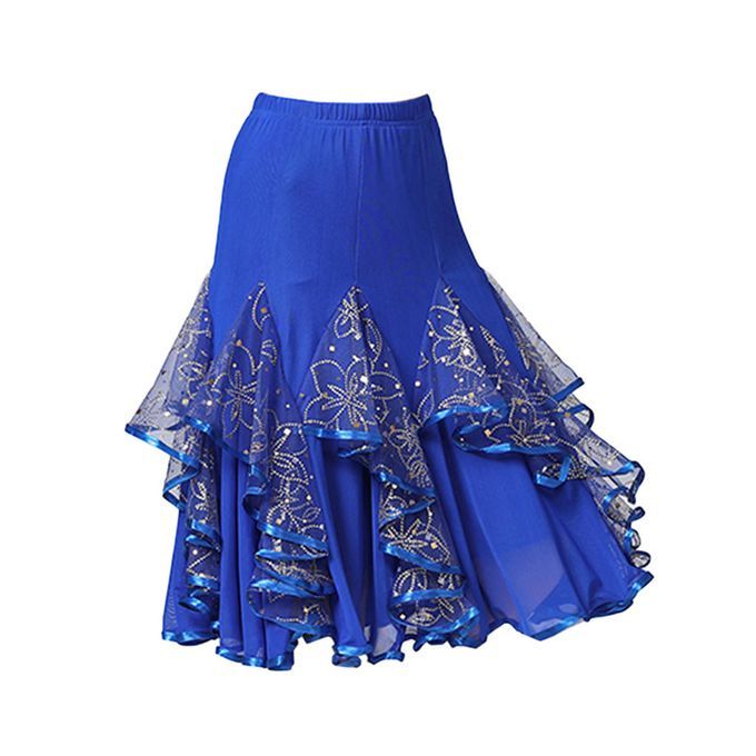 Tulle Mesh Latin   Tango Rumba Cha Cha Ballroom Dance Dress Royal Blue