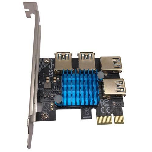 PCIe 1 To 4 PCI Express Riser Card, 1 To 4 USB 3