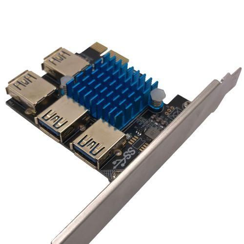 PCIe 1 To 4 PCI Express Riser Card, 1 To 4 USB 3