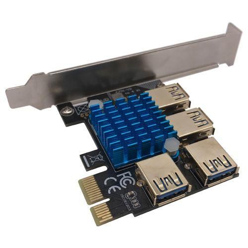 PCIe 1 To 4 PCI Express Riser Card, 1 To 4 USB 3