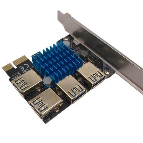PCIe 1 To 4 PCI Express Riser Card, 1 To 4 USB 3