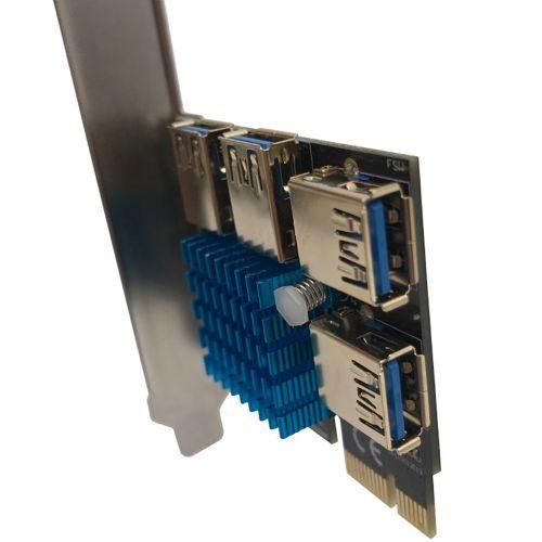 PCIe 1 To 4 PCI Express Riser Card, 1 To 4 USB 3