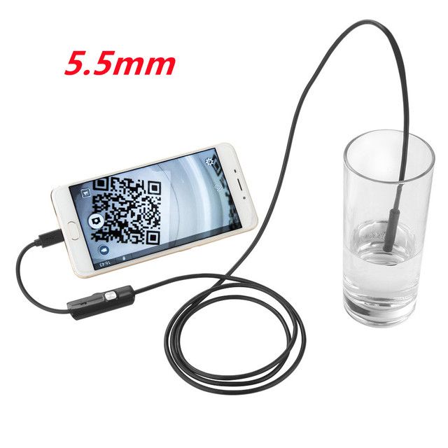 5.5mm Endoscope Camera Flexible IP67 Waterproof Micro USB Inspection Borescope Camera For Android PC Notebook 6LEDs Adjustable(#5.5mm)