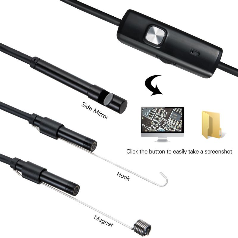 5.5mm Endoscope Camera Flexible IP67 Waterproof Micro USB Inspection Borescope Camera For Android PC Notebook 6LEDs Adjustable(#5.5mm)