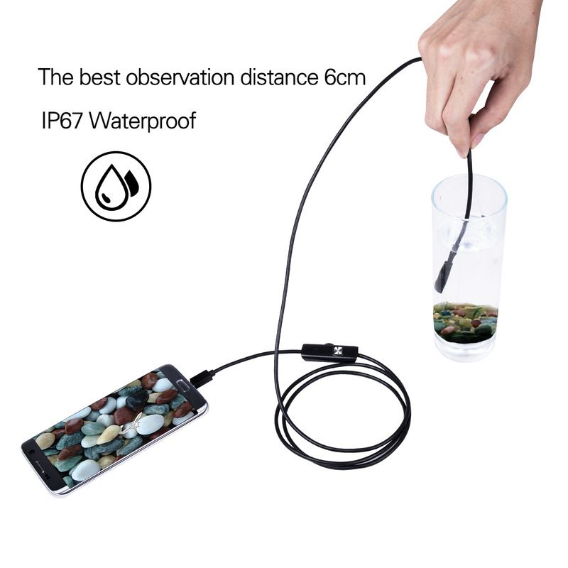 5.5mm Endoscope Camera Flexible IP67 Waterproof Micro USB Inspection Borescope Camera For Android PC Notebook 6LEDs Adjustable(#5.5mm)