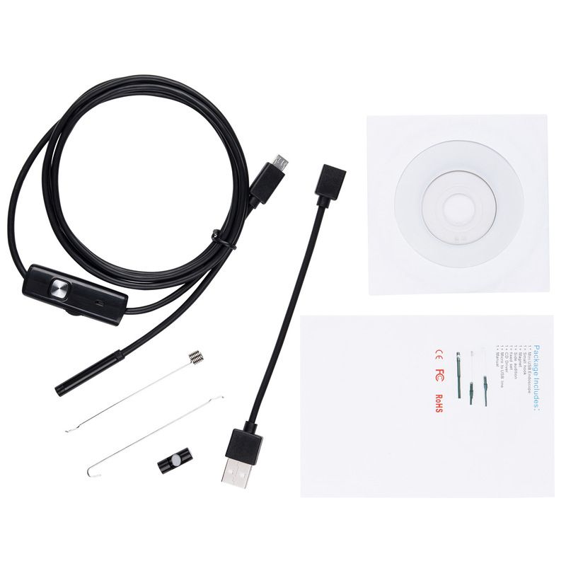 5.5mm Endoscope Camera Flexible IP67 Waterproof Micro USB Inspection Borescope Camera For Android PC Notebook 6LEDs Adjustable(#5.5mm)