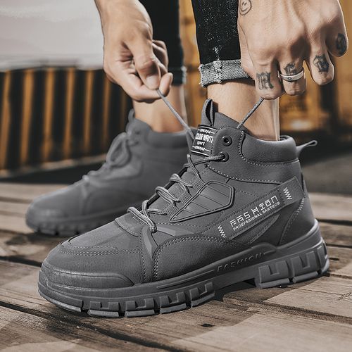 Men Warm Snow Boot Winter Hiking Boots（Grey）