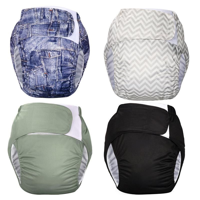 Cross-border adult Velcro cloth diapers for the elderly washable leak-proof diapers reusable incontinence diaper pocket 501 Velcro fleece lining
