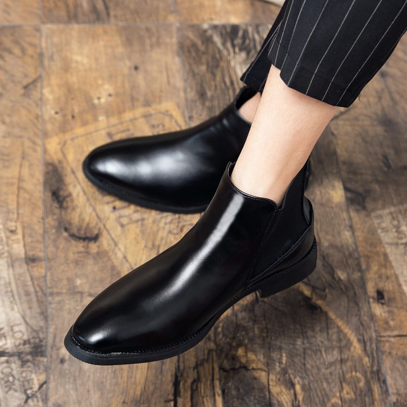 Mens Oxfords Boots Ankle Top Booties-Black