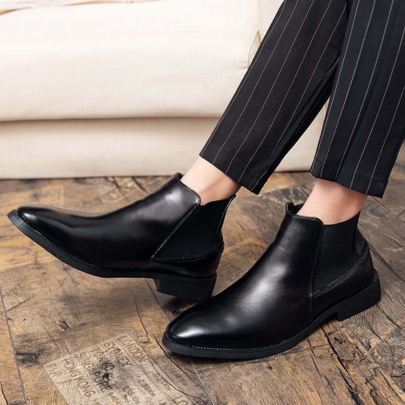 Mens Oxfords Boots Ankle Top Booties-Black