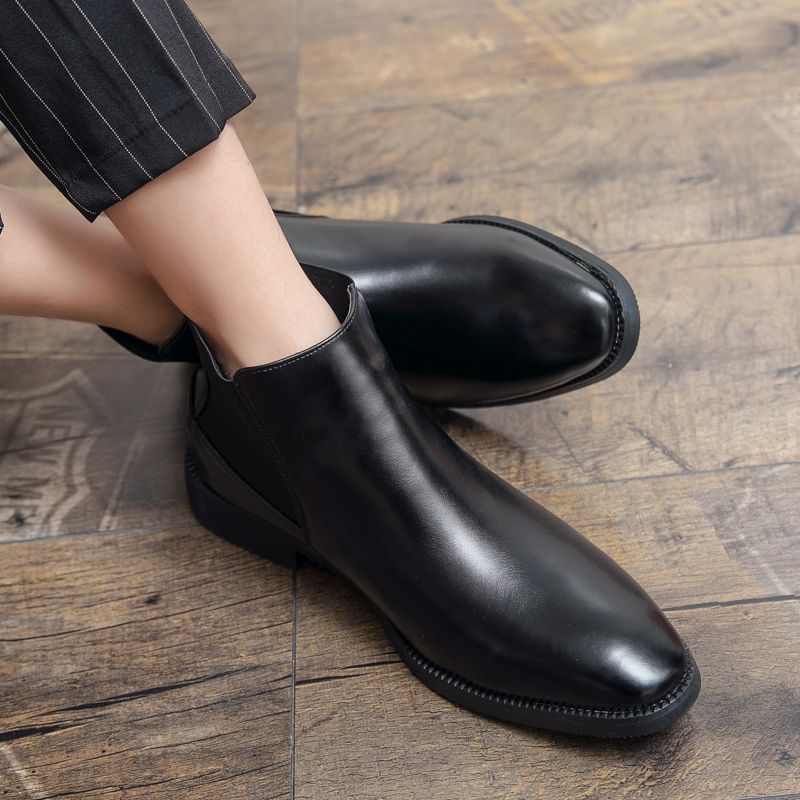 Mens Oxfords Boots Ankle Top Booties-Black