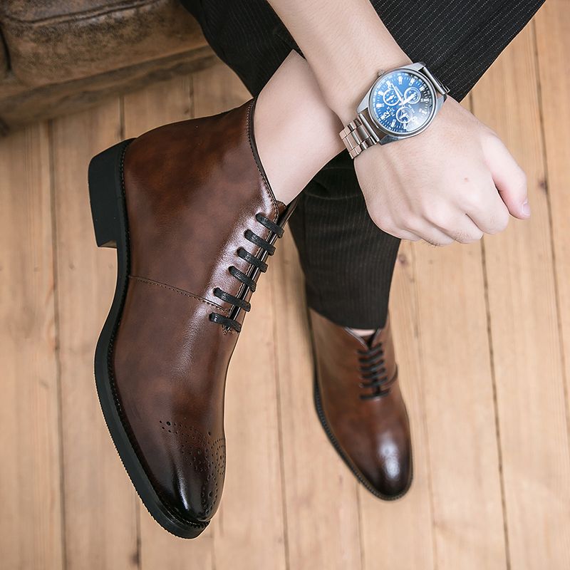 Elegant High-top Business Boots Men Oxford Shoes Big Size 38-48 Superior Quality Full Grain Leather Wedding Party Shoes Luxury Noble Boots Brown