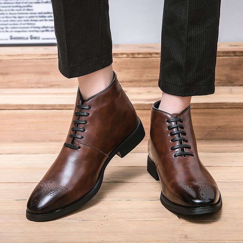 Elegant High-top Business Boots Men Oxford Shoes Big Size 38-48 Superior Quality Full Grain Leather Wedding Party Shoes Luxury Noble Boots Brown