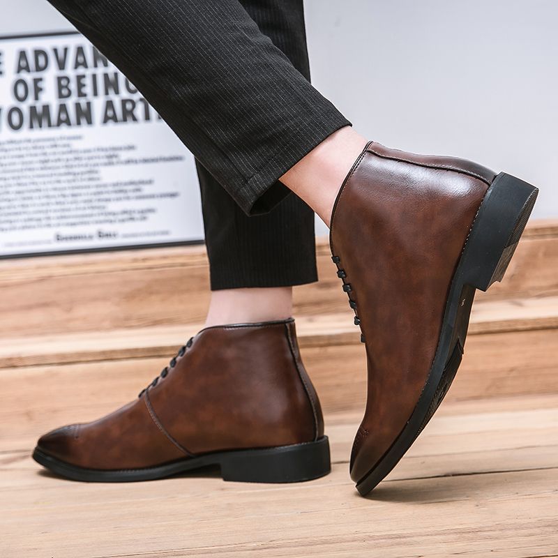 Elegant High-top Business Boots Men Oxford Shoes Big Size 38-48 Superior Quality Full Grain Leather Wedding Party Shoes Luxury Noble Boots Brown