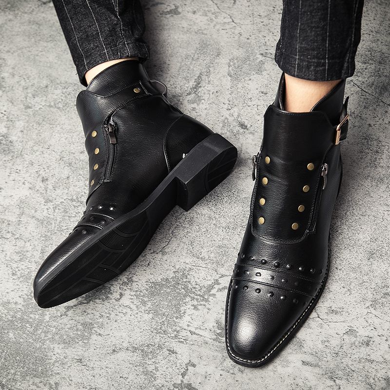 Men Oxford Boots Formal Leather Business Shoes Dress Black