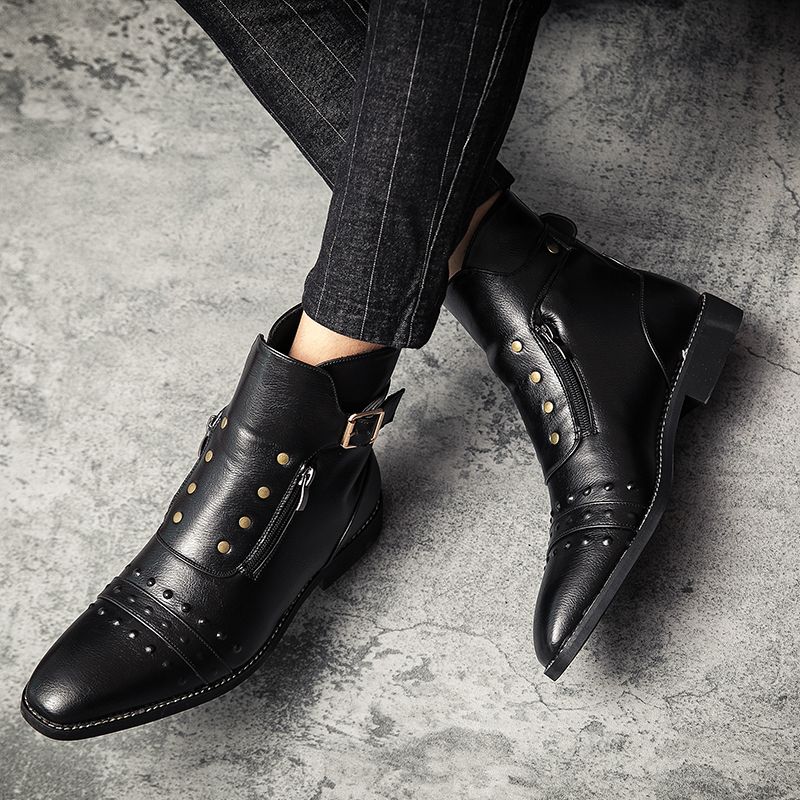 Men Oxford Boots Formal Leather Business Shoes Dress Black