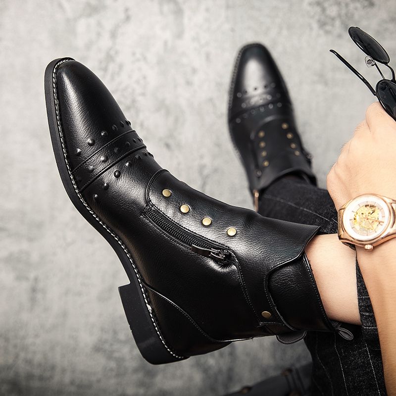 Men Oxford Boots Formal Leather Business Shoes Dress Black