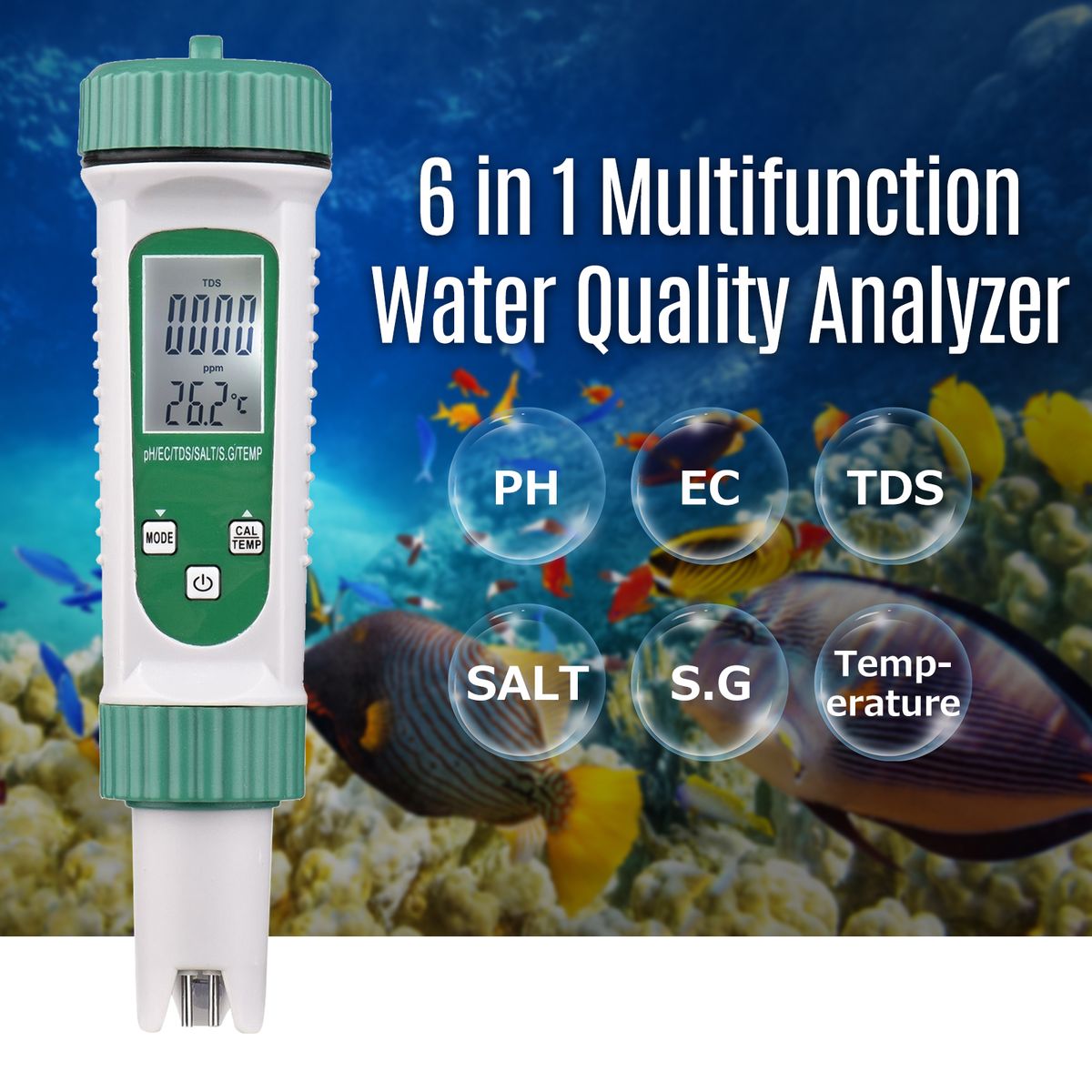 Digital Water Quality Tester 6 In 1 Multifunction Water