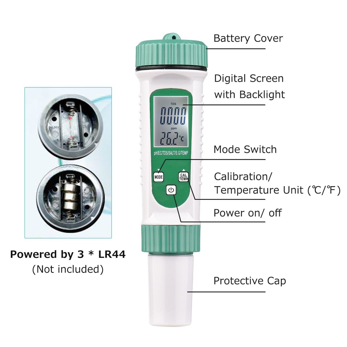 Digital Water Quality Tester 6 In 1 Multifunction Water