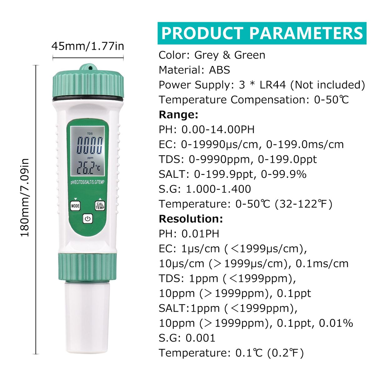 Digital Water Quality Tester 6 In 1 Multifunction Water