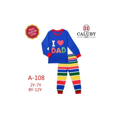 I Love Daddy , Pajama Set For Children 2yrs-12yrs