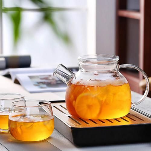 Glass Kettle Water Jug Heat Resistant Teapots With Transparent Lid Home Office