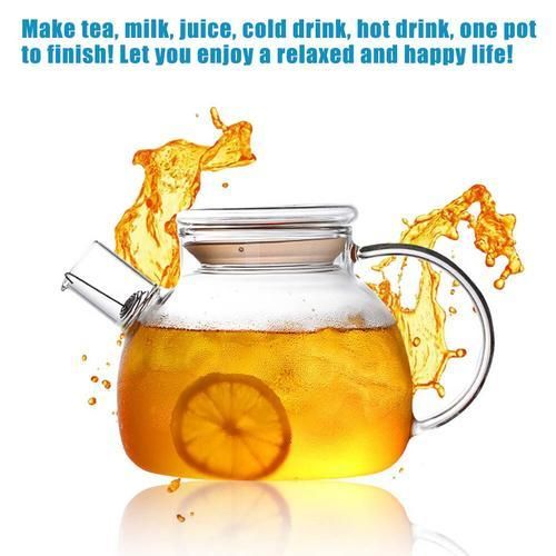 Glass Kettle Water Jug Heat Resistant Teapots With Transparent Lid Home Office